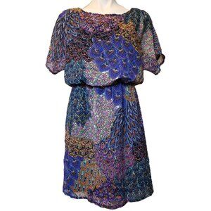 ❤️ 4/$20 Forever dress Medium? Elastic waist Cold shoulder Funky Sheer lined